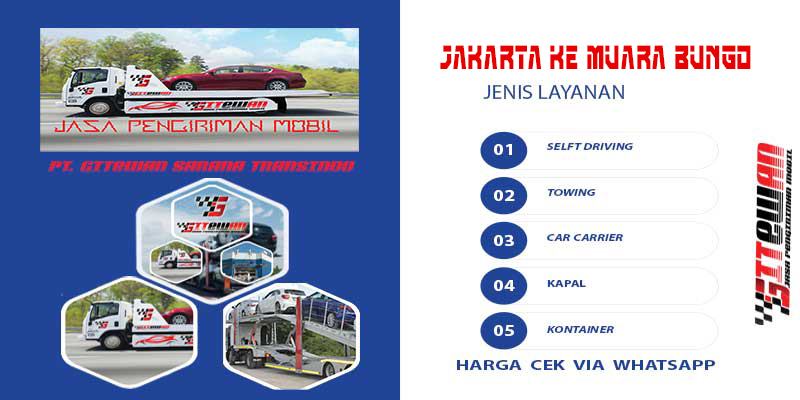 Harga Kirim Mobil Jakarta ke Muara Bungo  Via Driver, Towing, Car Carrier, Kapal